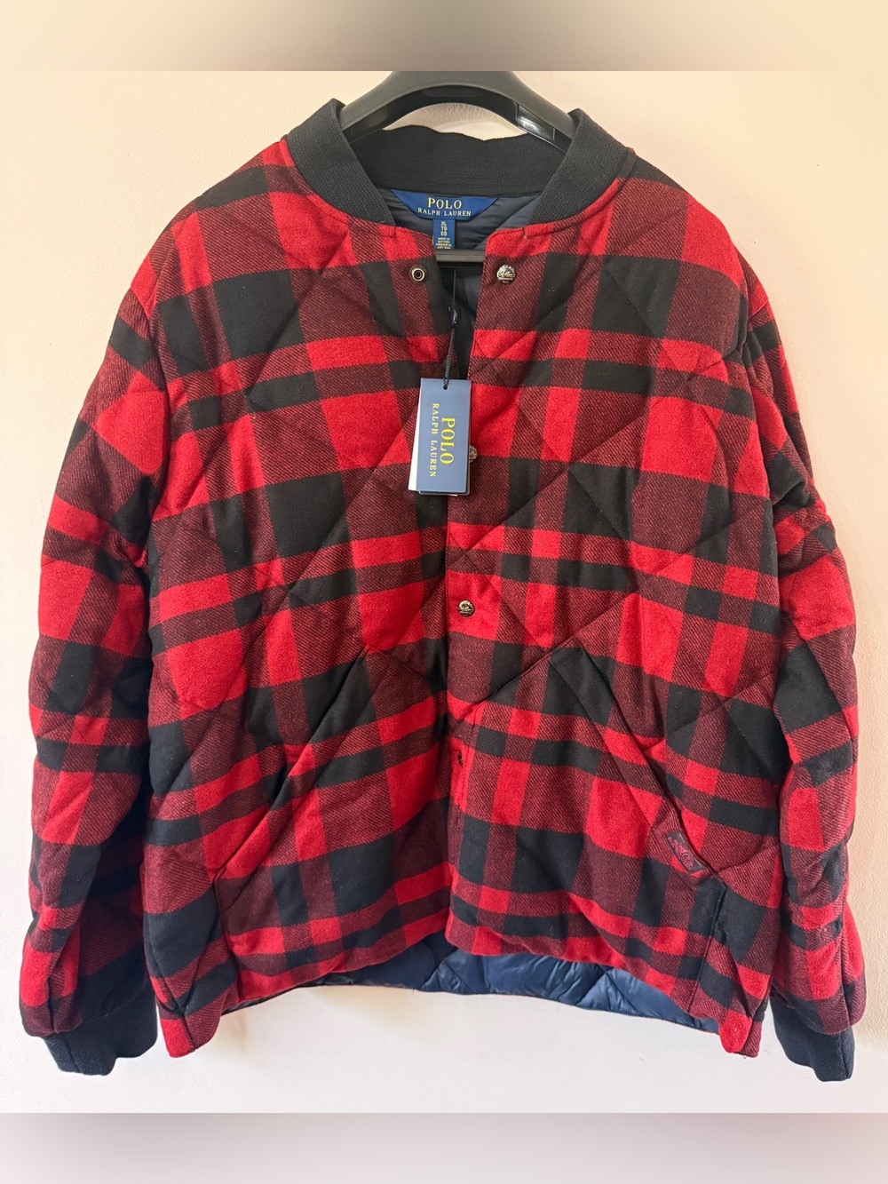 Ralph Lauren Red & Black Quilted Plaid Bomber Jacket(brand new)